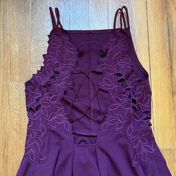 Free People Cha Cha Ponte Like A Dream Dress in Plum Wine - Picture 5 of 5